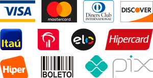 Pix | Visa | Mastercard | Diners Club | Discover
